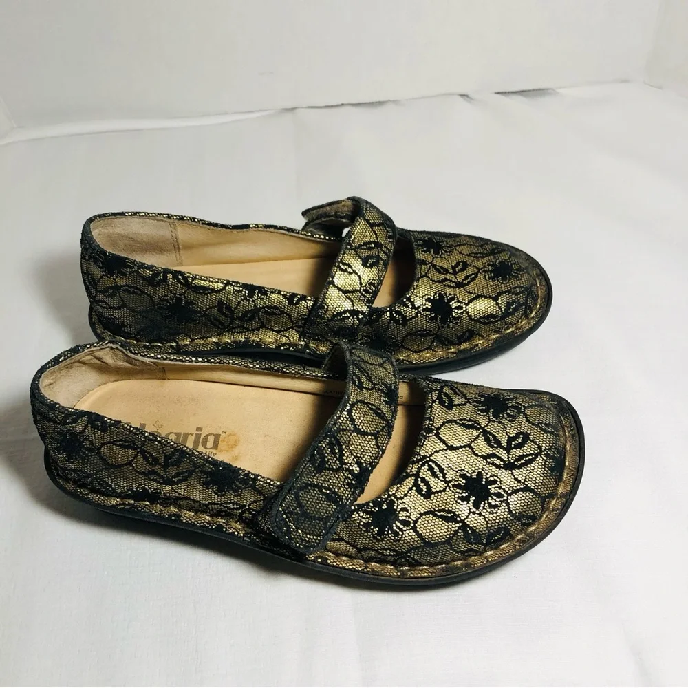 Alegría Paloma Gold and Black with Elegant Lace Overlay EU 35 US 5/5.5